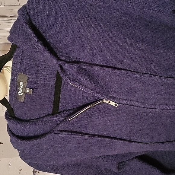 Quince Men's Mongolian Cashmere Full Zip Hoodie Jacket NAVY - Picture 6 of 10